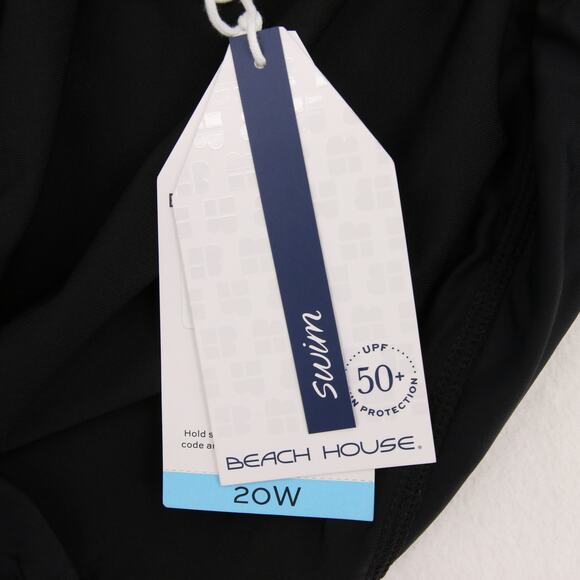 Beach House Swim Shorts Black Ruched Adjustable Side Tie Up UPF Modest 20W NWT - Picture 12 of 15